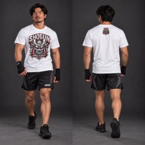 NRPBC Shogun Combat T-Shirt white with Combat Authority samurai graphic